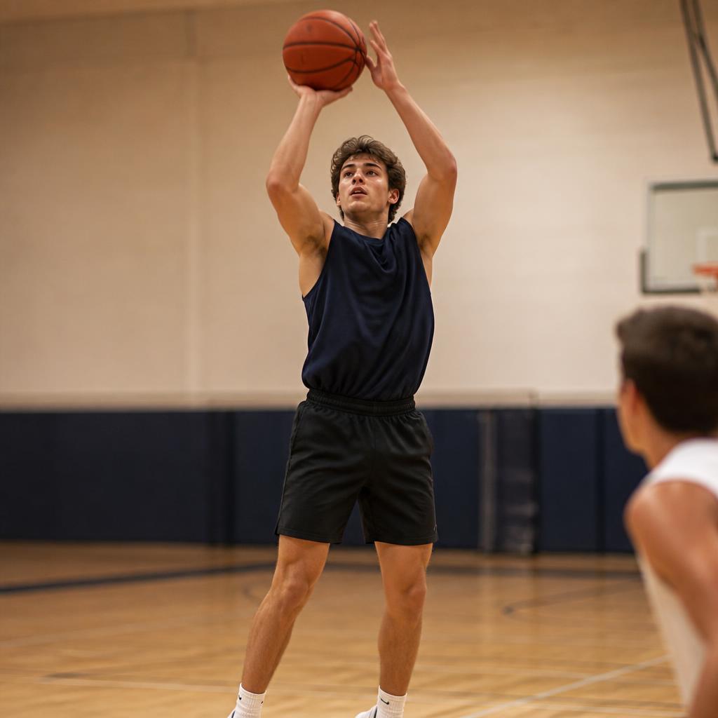David Williams shooting a basketball during practice